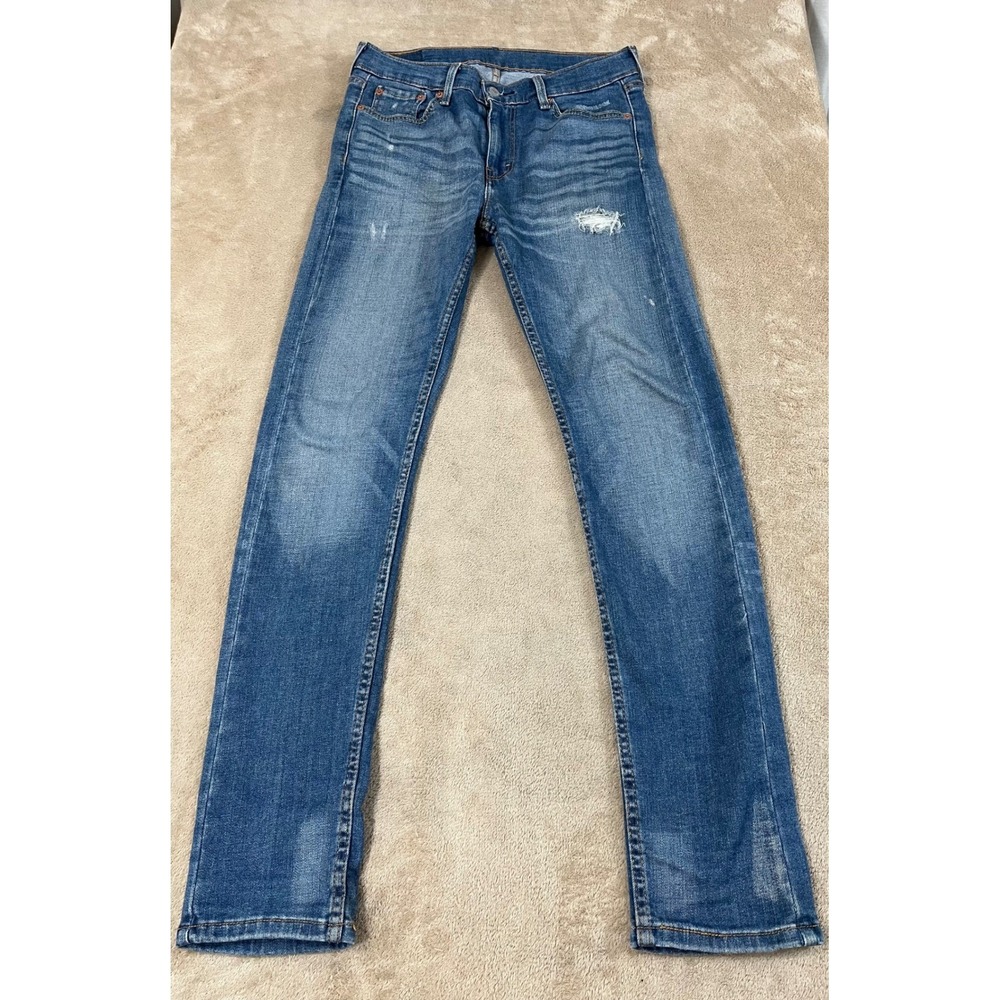 Levi's 510 Jeans Men Size 30(32)x34(32) Blue Skinny Fit Distressed Fade Good